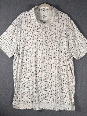 NWT USGA 121st US Open Golf Polo Mens Sz XL White All Over Print Short Sleeve